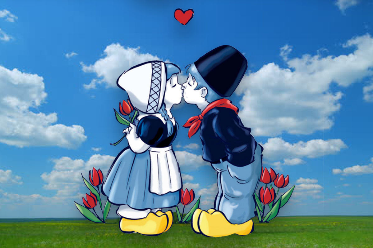 "The beloved, iconic Dutch Kissing Couple."