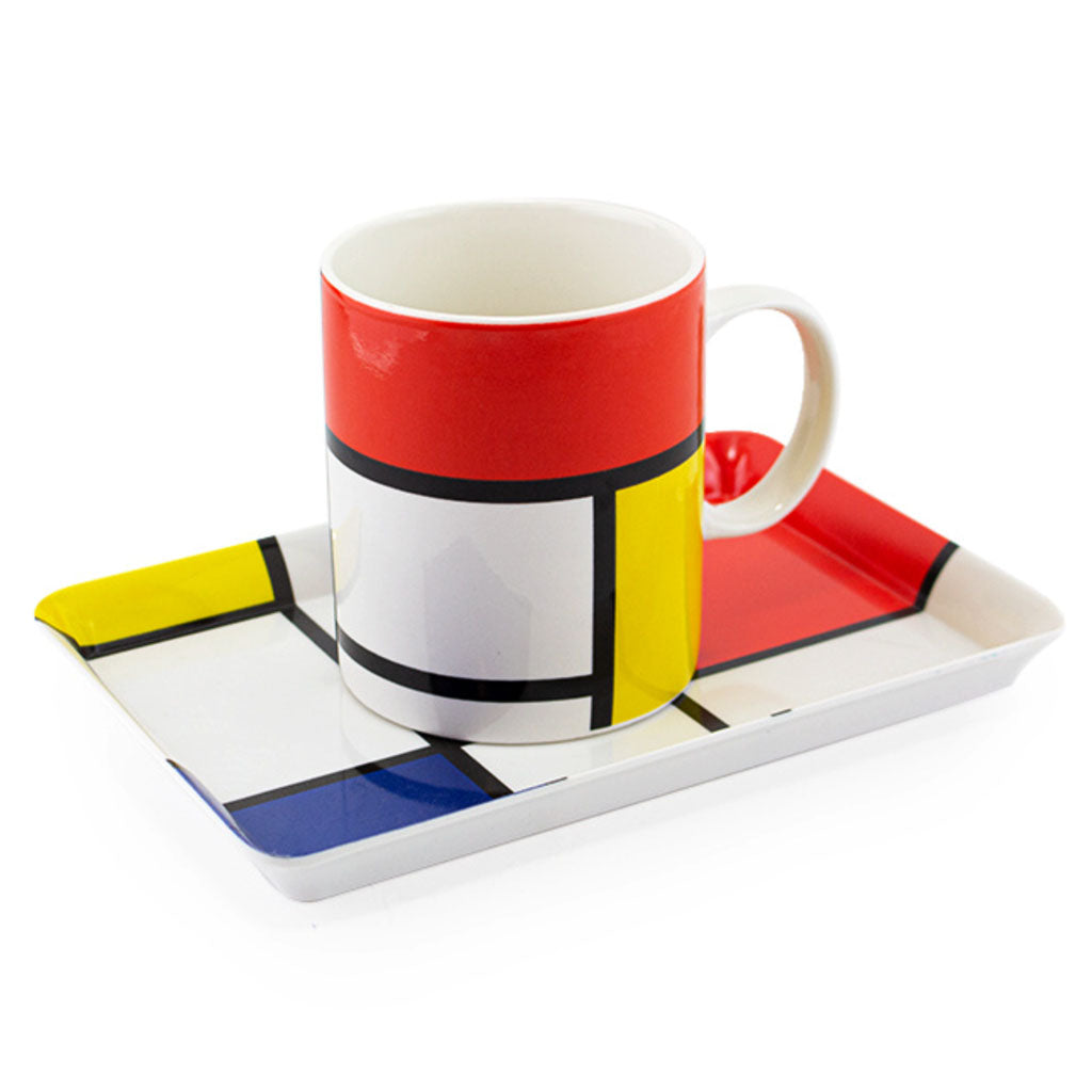 Shop online exclusive gifts from Mondrian's "Composition, Yellow, Blue and Red! Mug & Tray set!