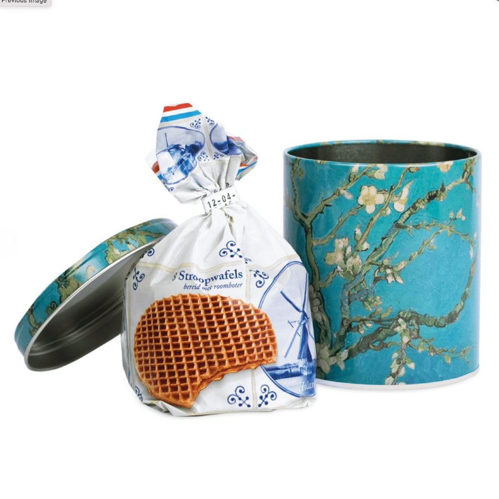 Shop Now! Holland's Van Gogh Museum Souvenirs, Storage Tin with Syrup Waffles, Cofee & Tea Almond Blossom Gift Set